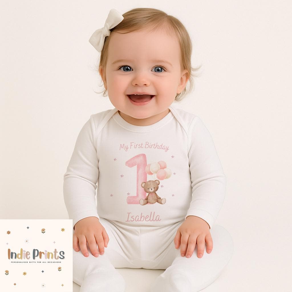 Personalised Teddy Bear First Birthday T-Shirt & Outfit