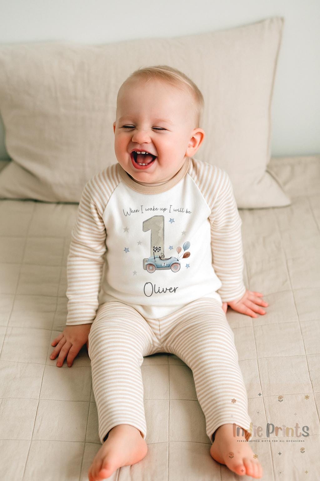 Personalised Car First Birthday Pyjamas and Outfit