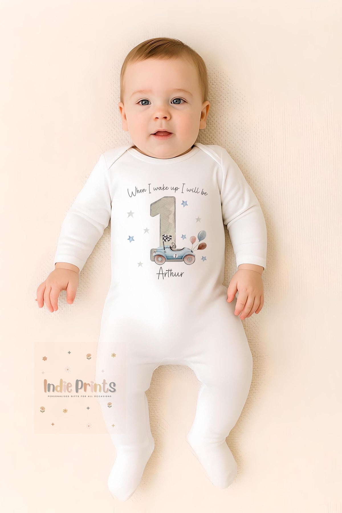 Personalised Car First Birthday Pyjamas and Outfit
