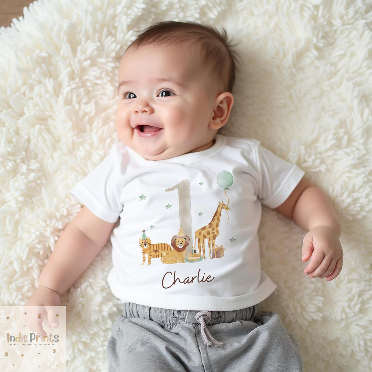 Personalised Wild One Safari First Birthday Outfit