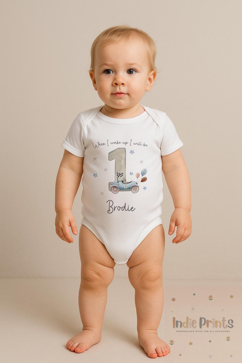Personalised Car First Birthday Pyjamas and Outfit