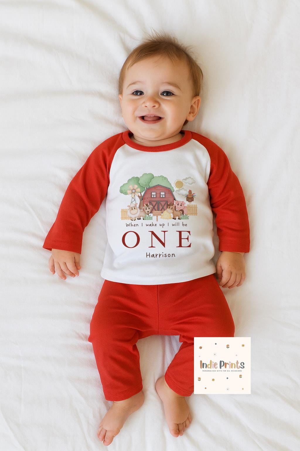 Personalised Farm First Birthday Pyjamas and Outfit