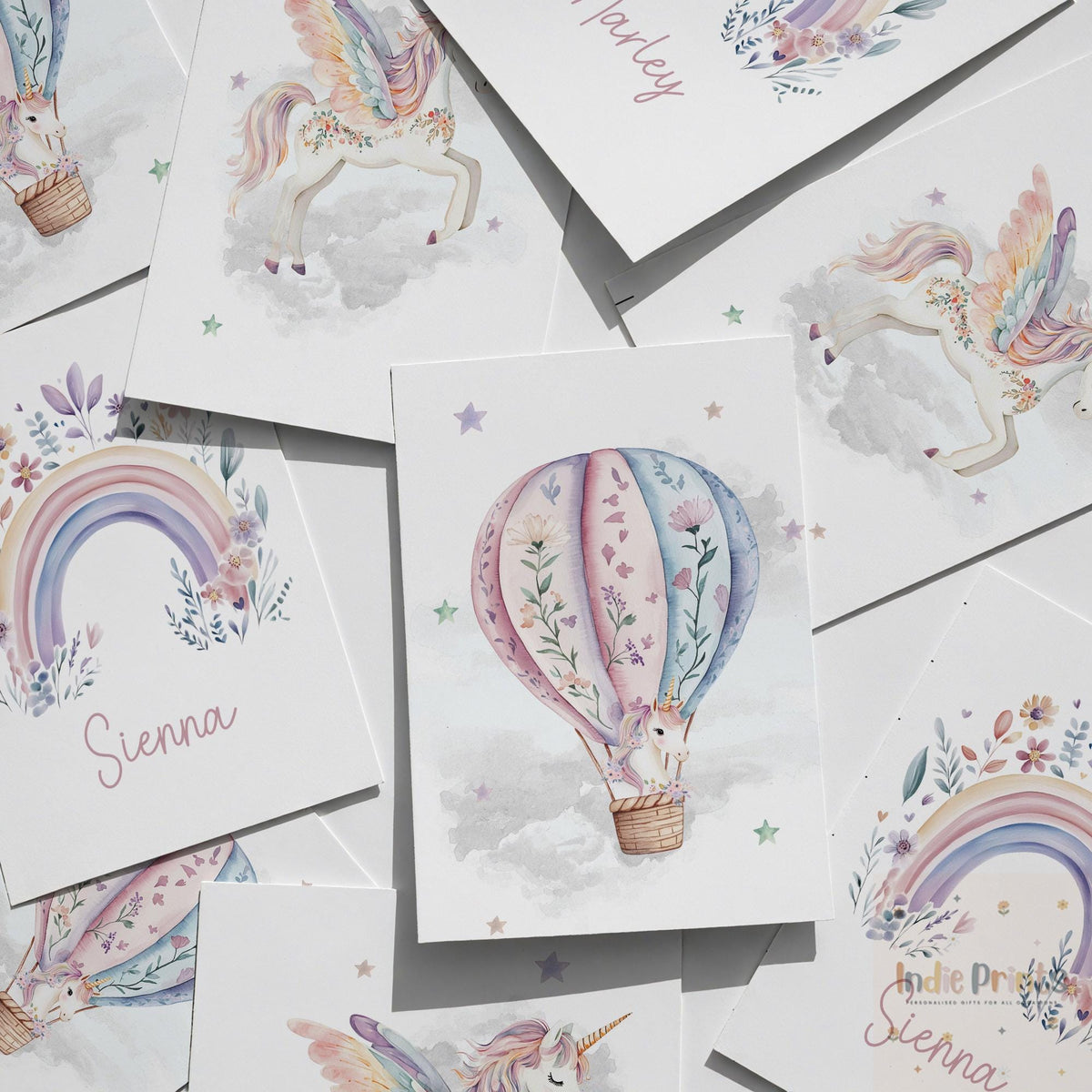 Personalised Floral Unicorn Nursery Prints – Set of 3