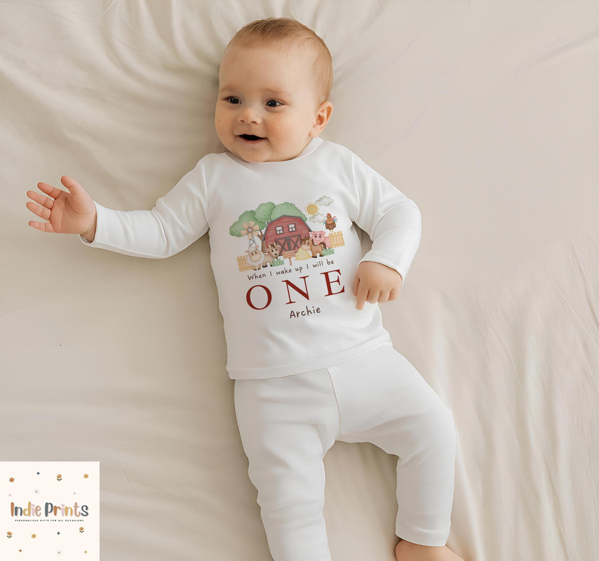 Personalised Farm First Birthday Pyjamas and Outfit