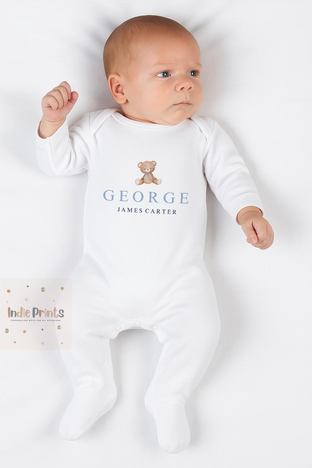Personalised Teddy Bear Baby Boy Outfit