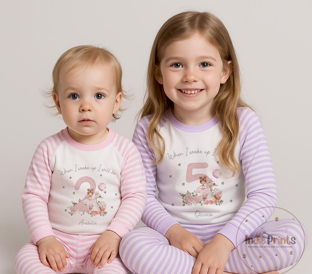 Personalised Girls’ Ballerina Swan Birthday Pyjamas