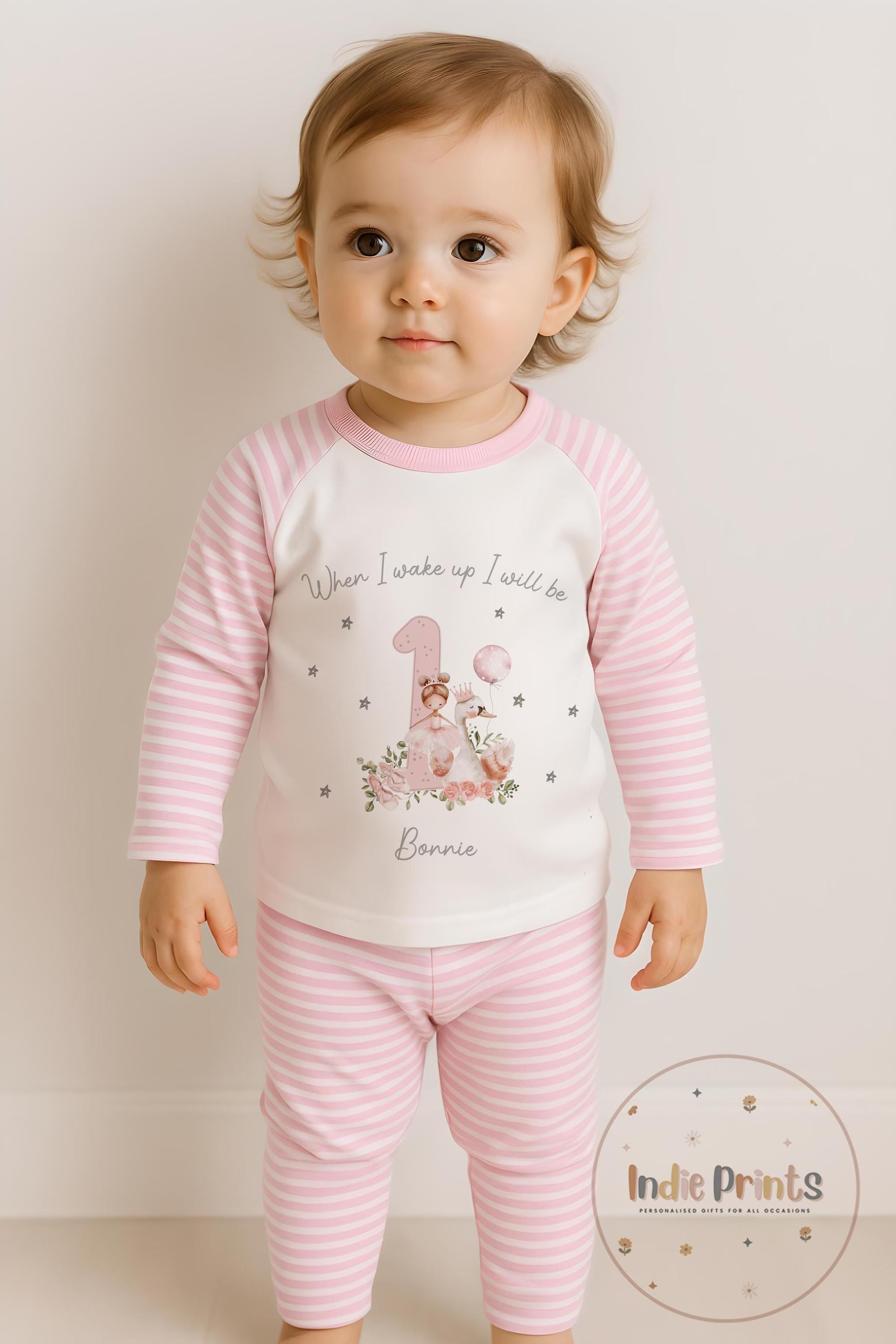 Personalised Girls’ Ballerina Swan Birthday Pyjamas
