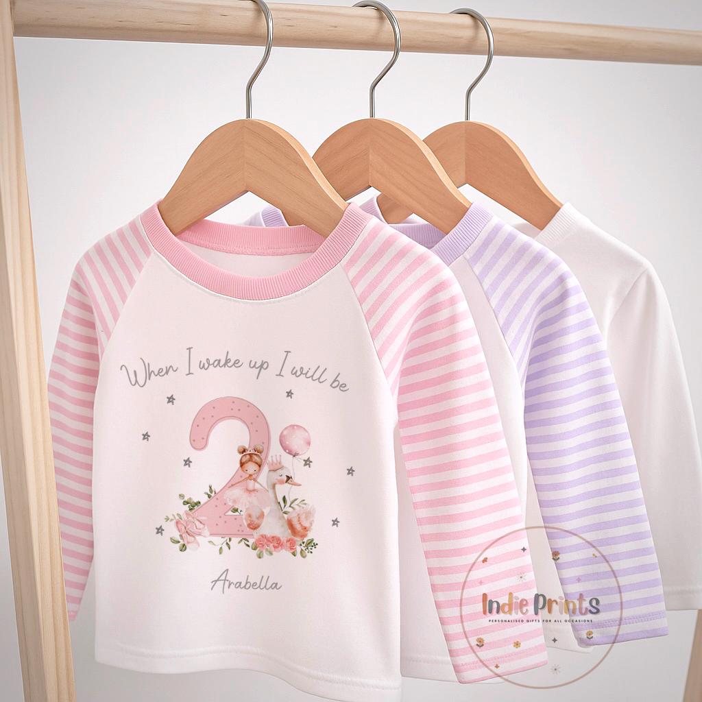 Personalised Girls’ Ballerina Swan Birthday Pyjamas