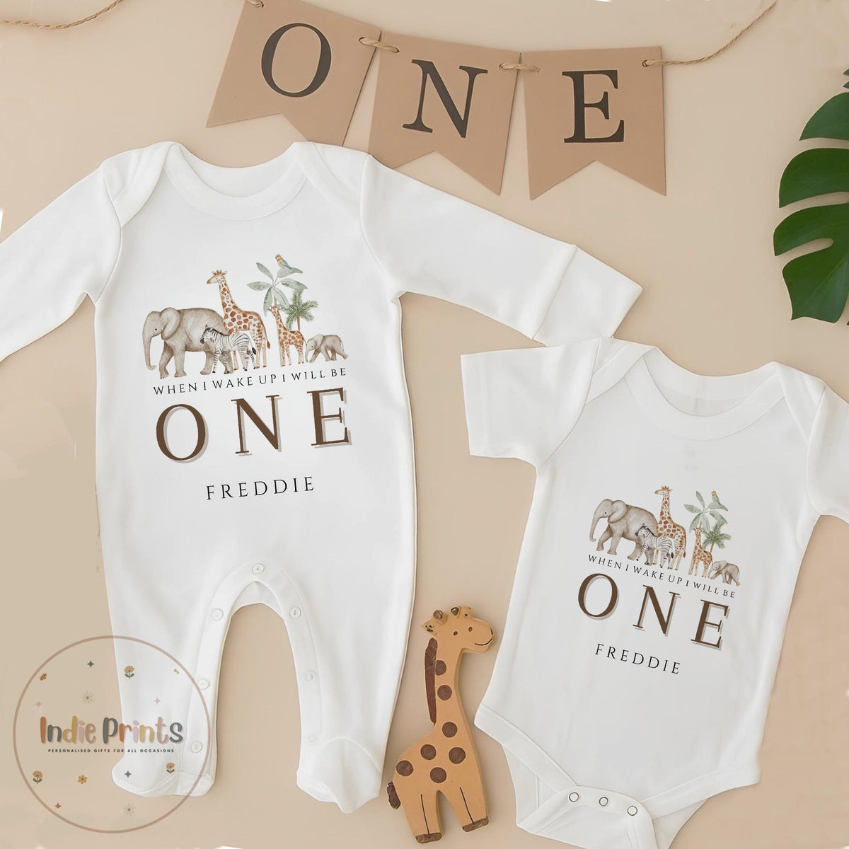 Personalised Jungle Safari First Birthday Pyjamas
