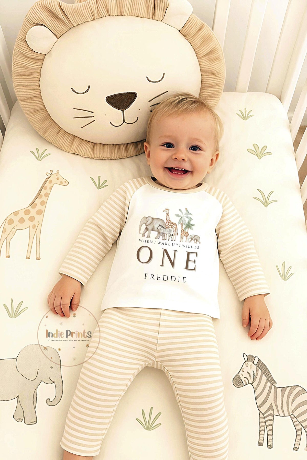 Personalised Jungle Safari First Birthday Pyjamas