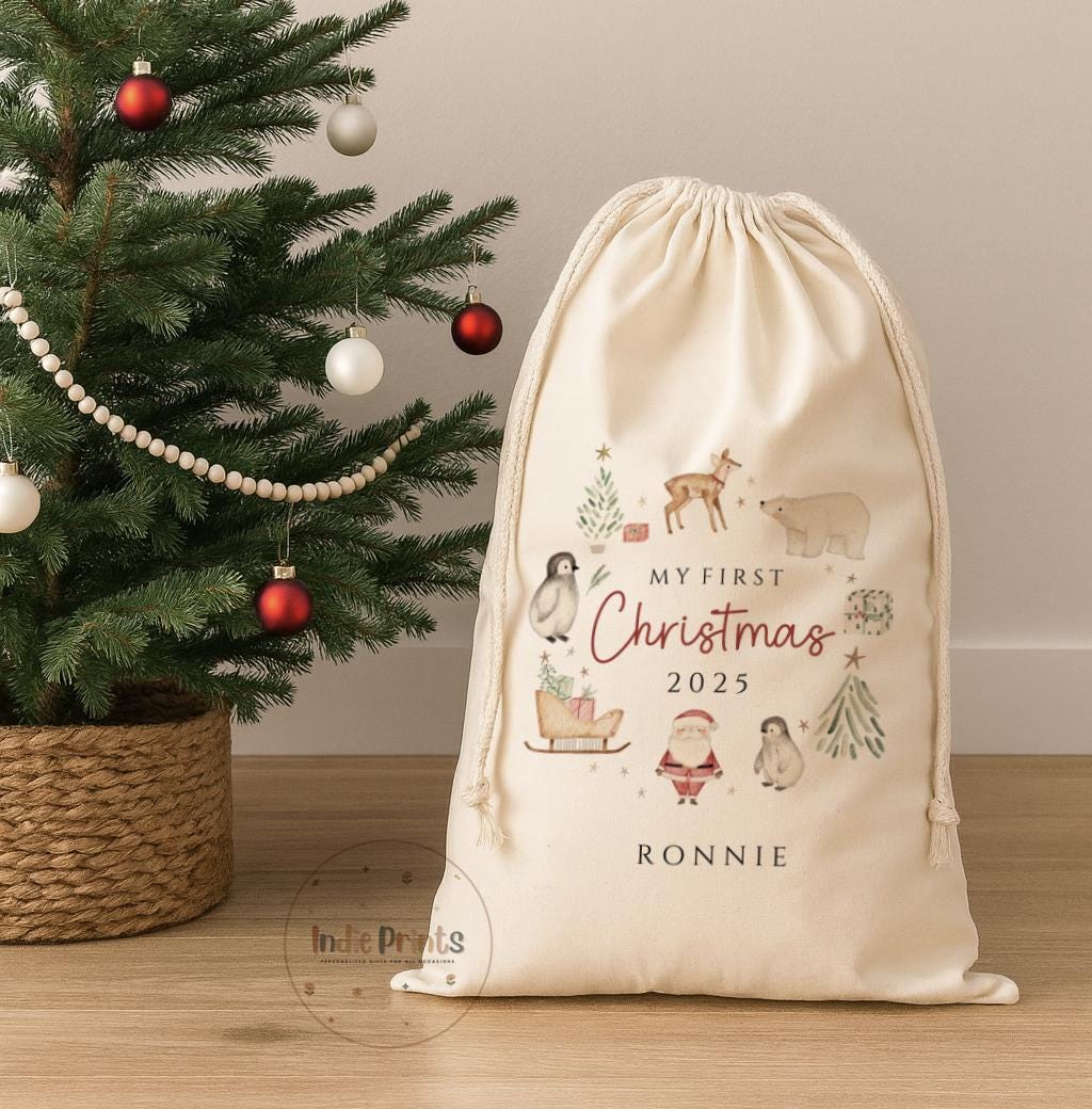 Personalised My First Christmas Cotton Santa Sack