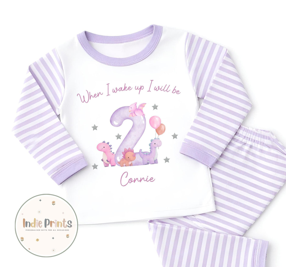 Personalised Girls’ Dinosaur Birthday Pyjamas