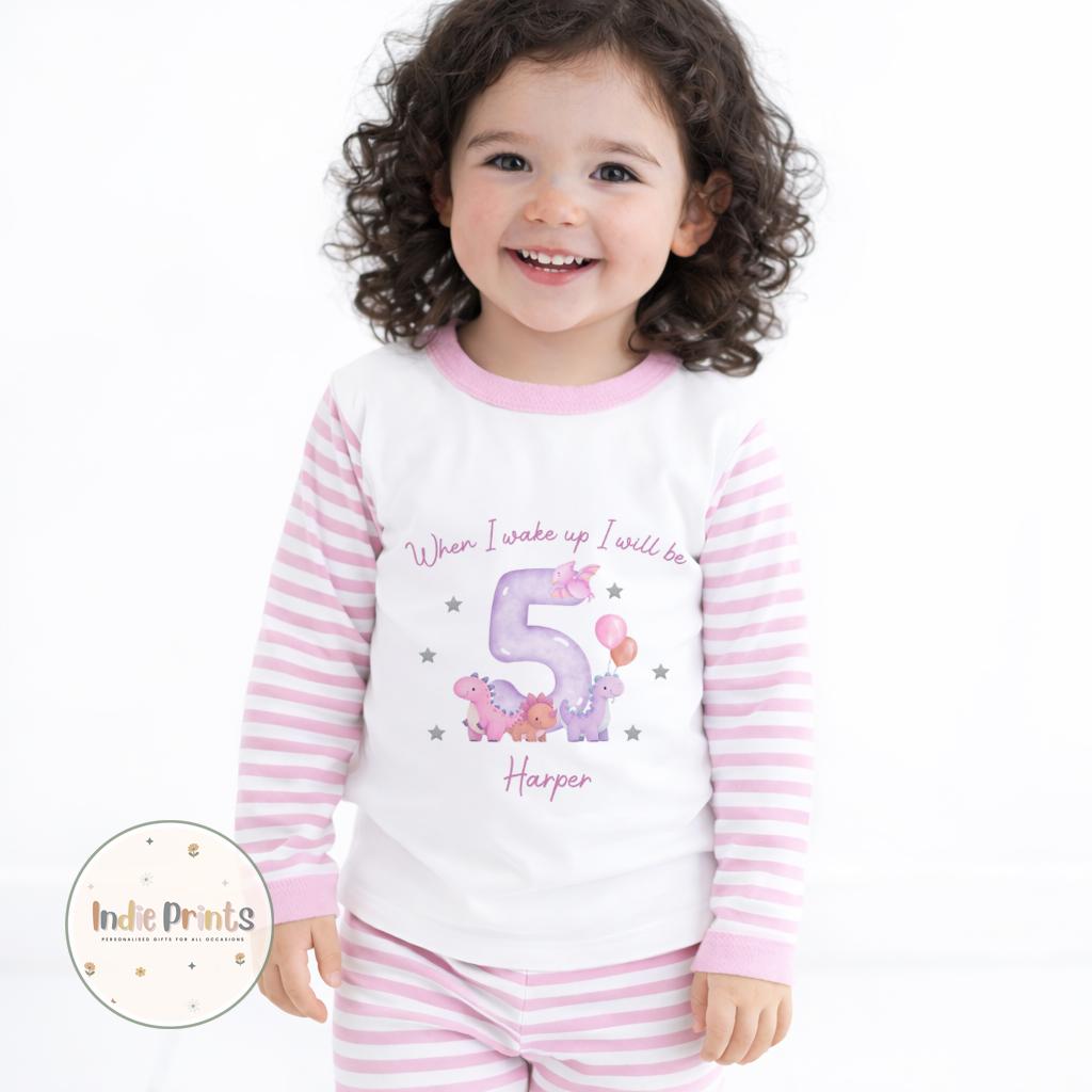 Personalised Girls’ Dinosaur Birthday Pyjamas