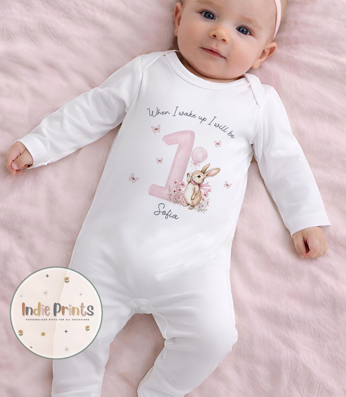 Personalised Pink First Birthday Pyjamas and Outfit