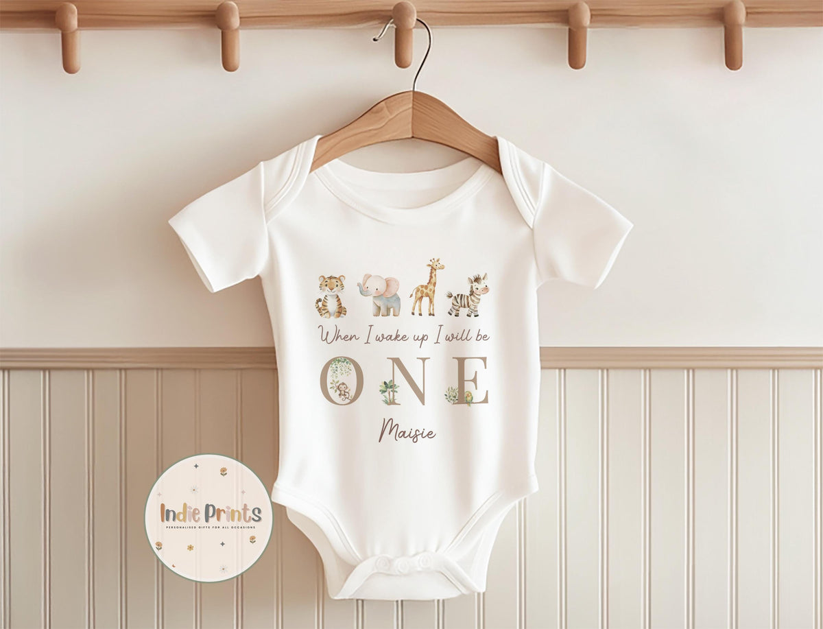 Personalised Neutral Safari First Birthday Pyjamas