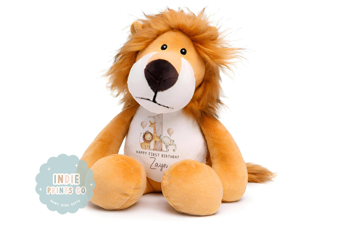 Personalised Safari First Birthday Soft Toy