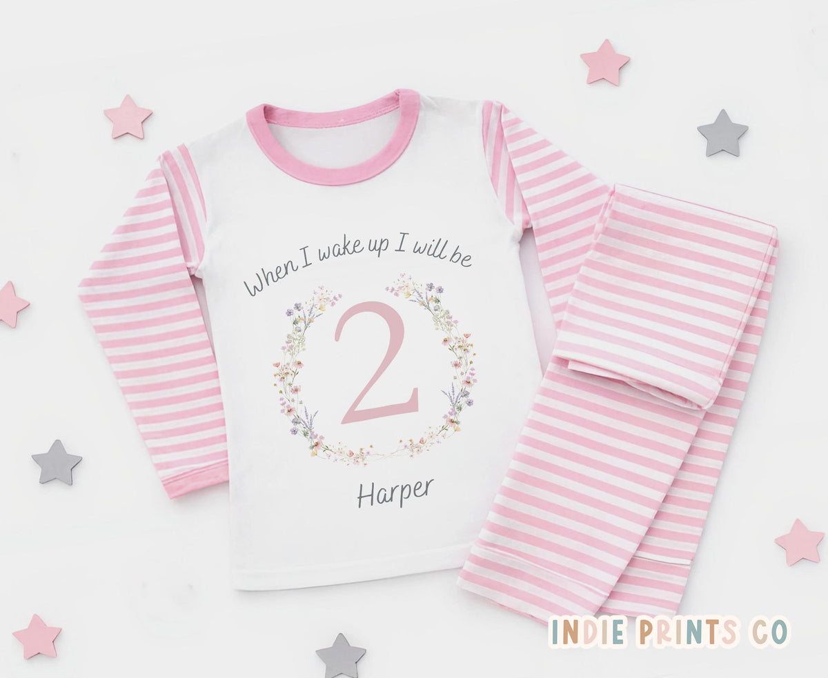 Personalised Girls’ Birthday Pyjamas with Name and Age