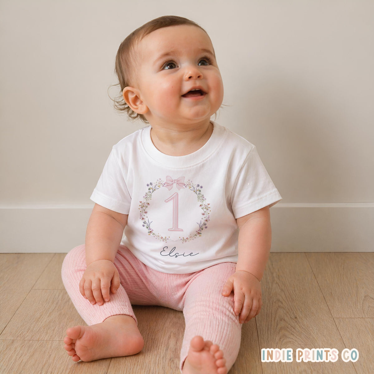 Personalised Floral Girls First Birthday Outfit