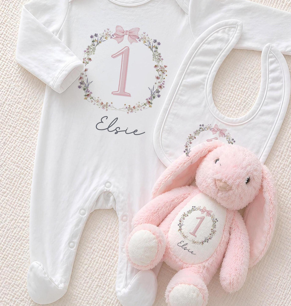 Personalised Floral Girls First Birthday Outfit