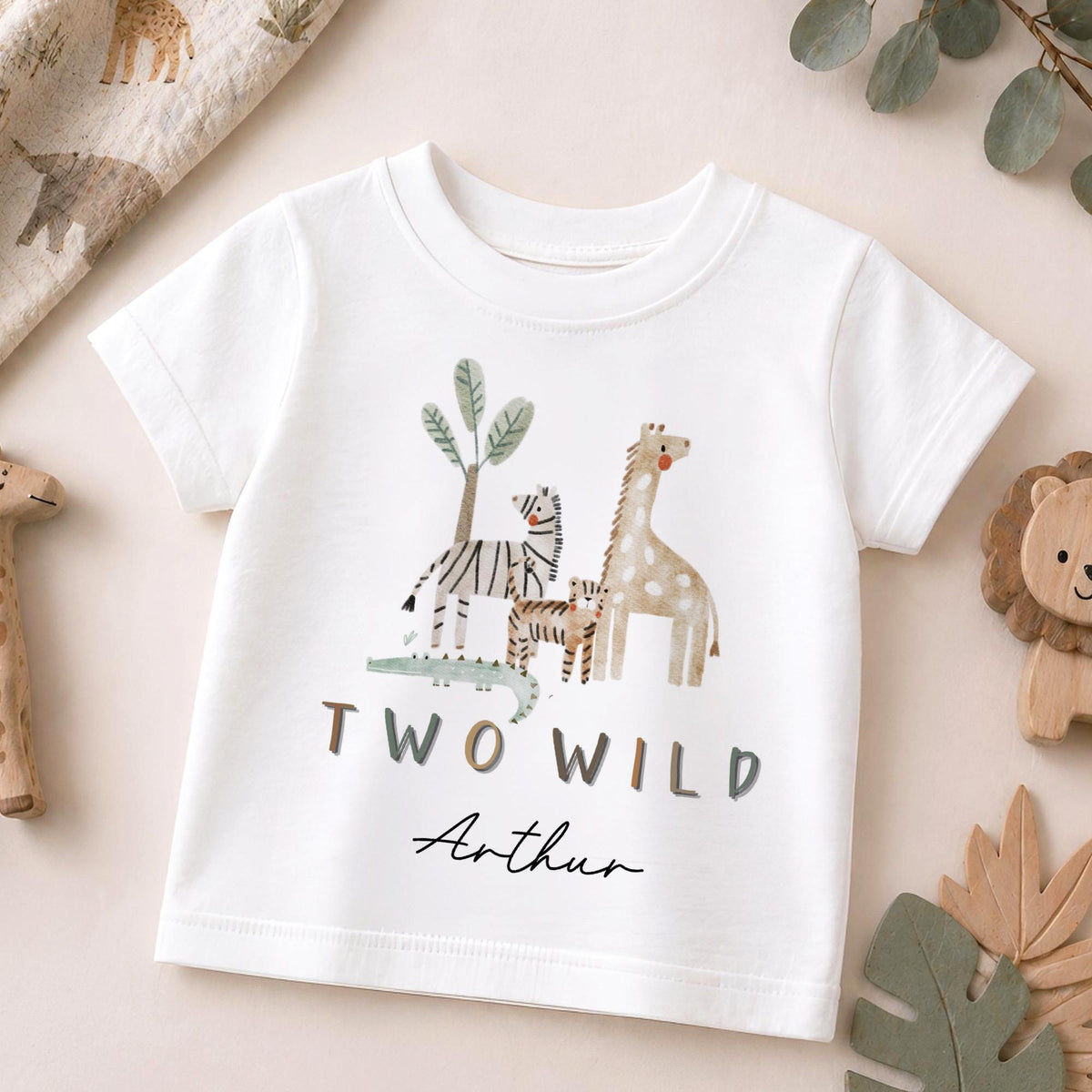 Personalised Two Wild Safari Second Birthday T-Shirt