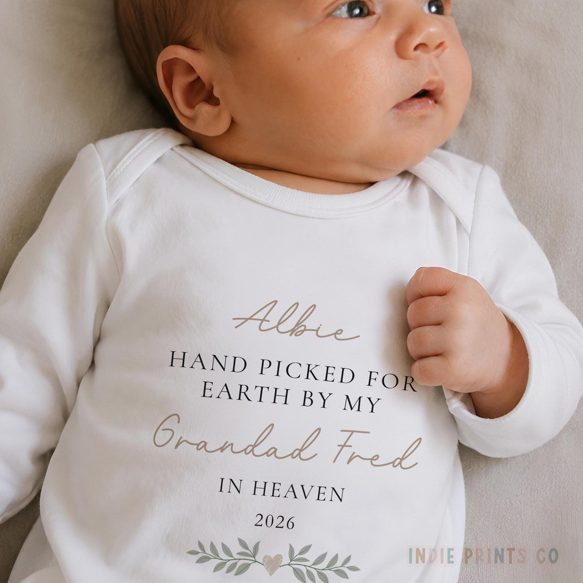Personalised Handpicked for Earth Memorial Baby Outfit