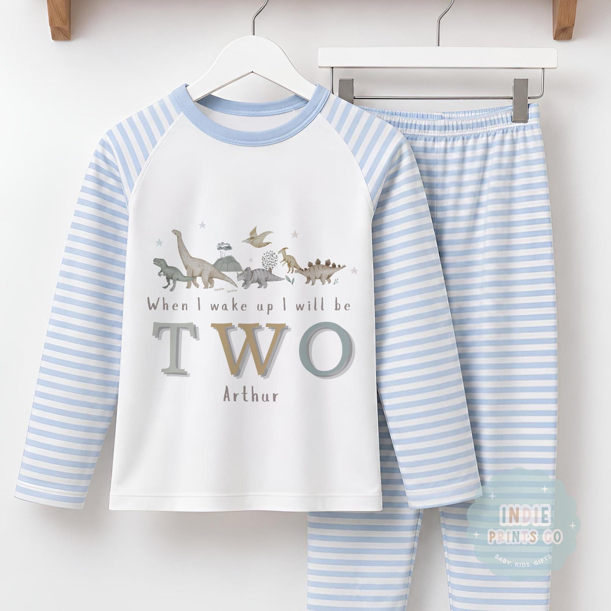 Personalised Dinosaur Second Birthday Pyjamas