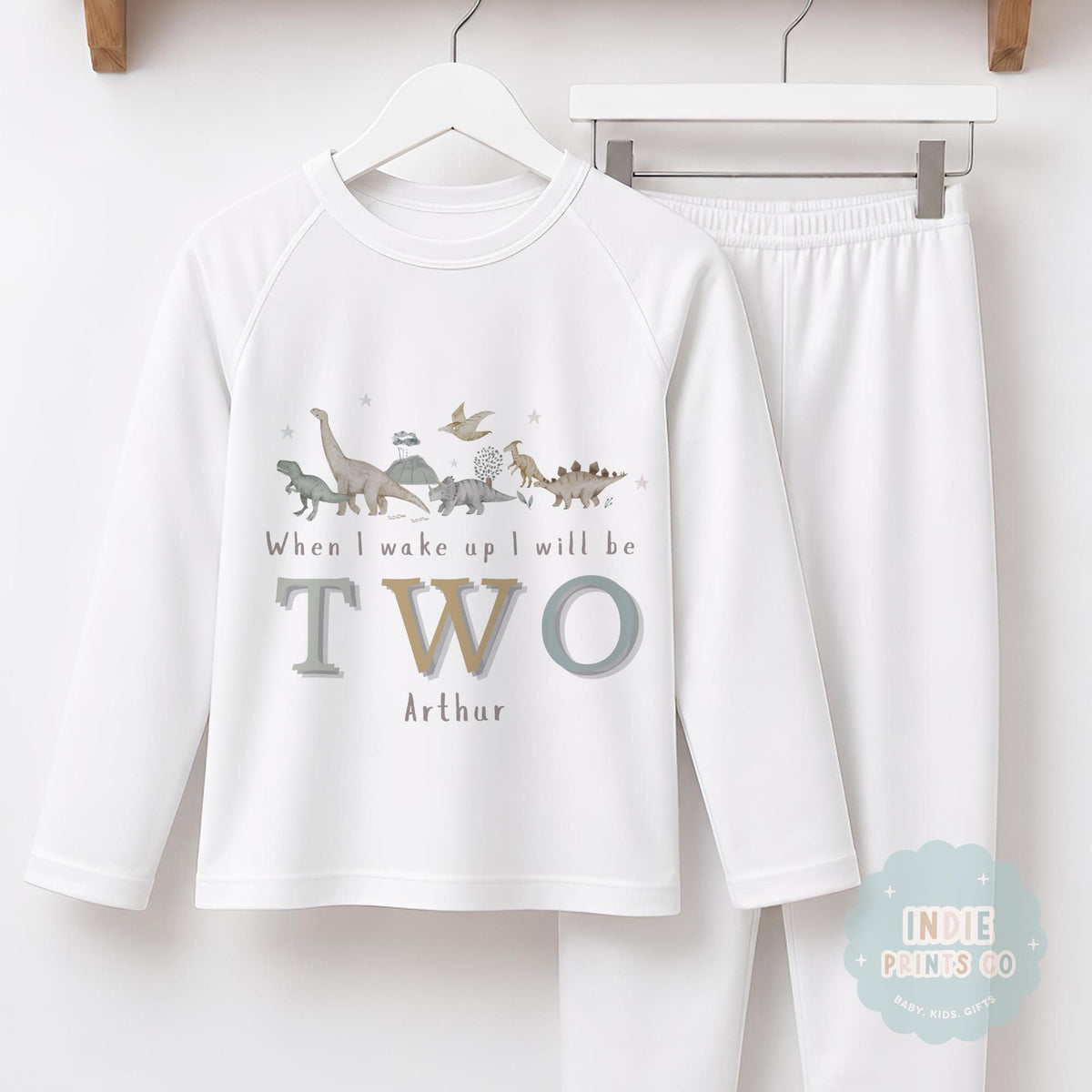 Personalised Dinosaur Second Birthday Pyjamas