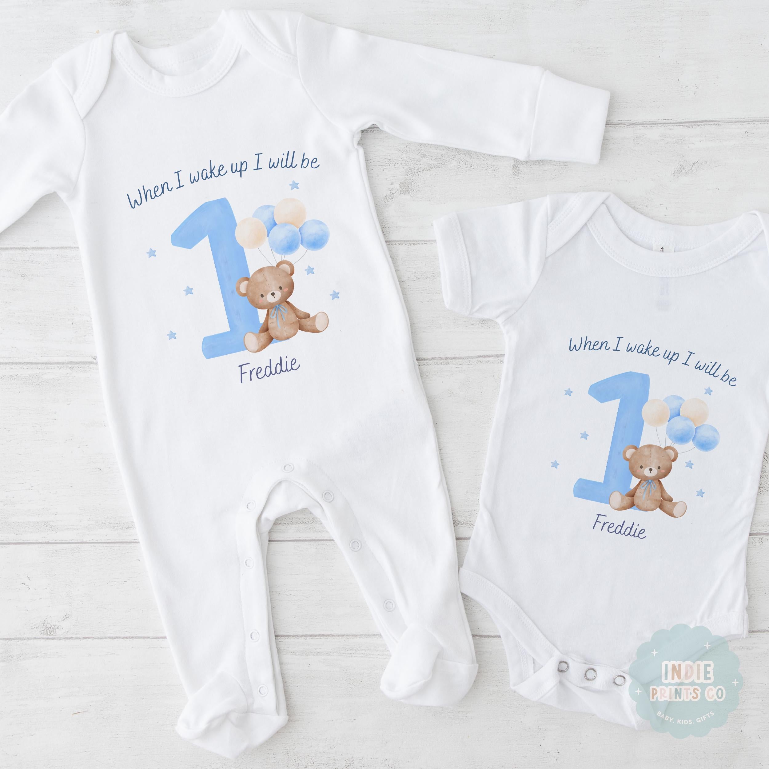 Boys First Birthday Teddy Bear Pyjamas, 1st Birthday Pjs, Baby Boy Sleepwear