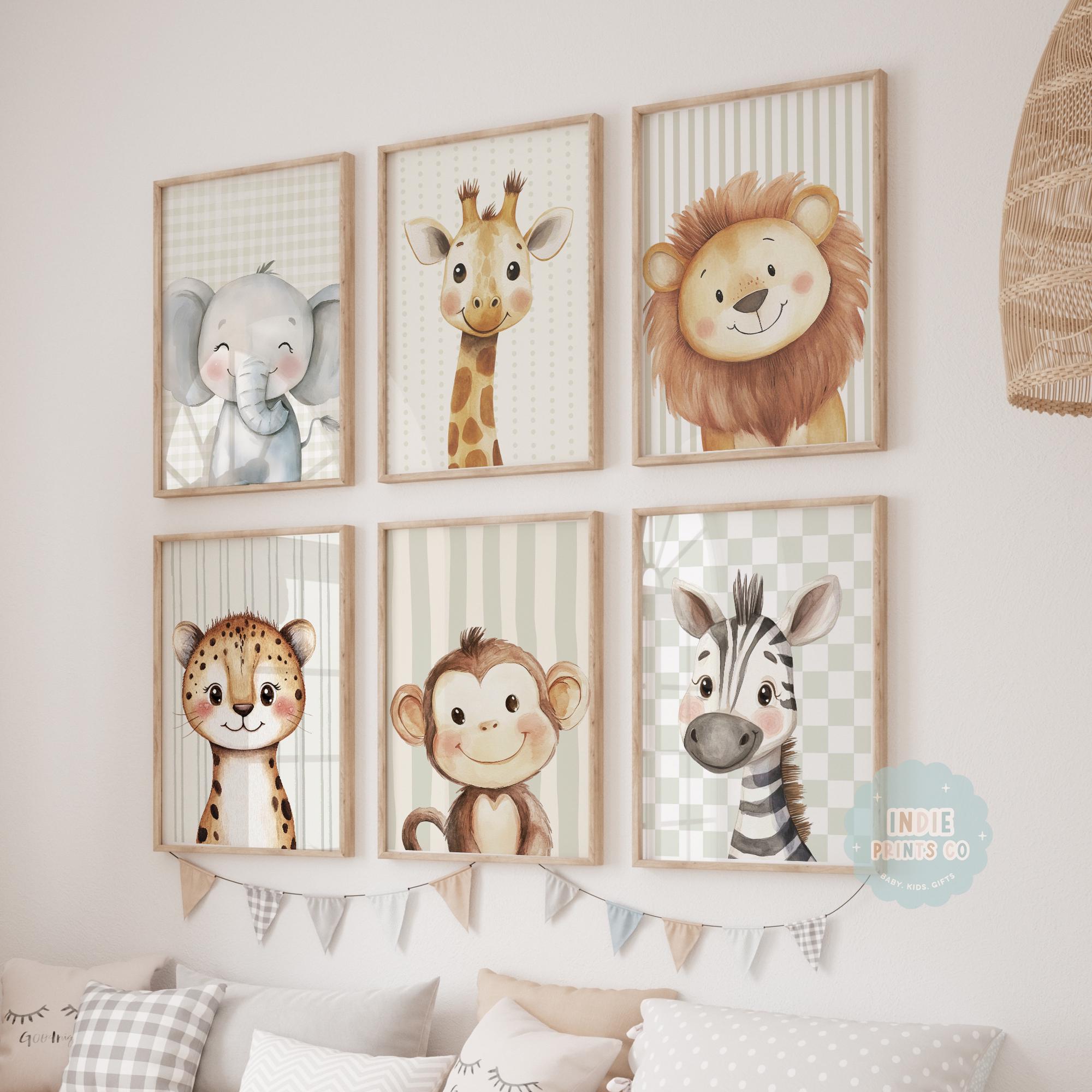 Safari Nursery Wall Art Prints – Choose Your Animals