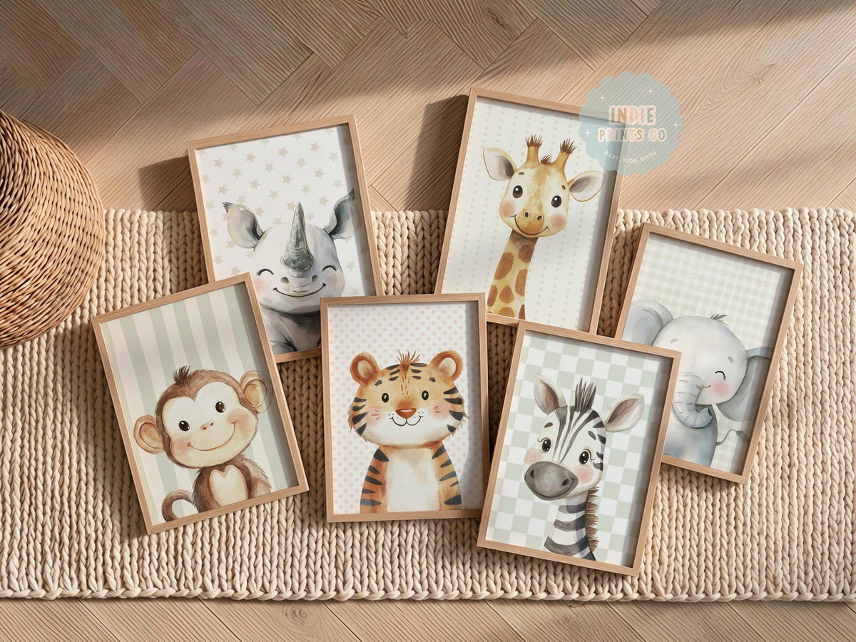 Safari Nursery Wall Art Prints – Choose Your Animals