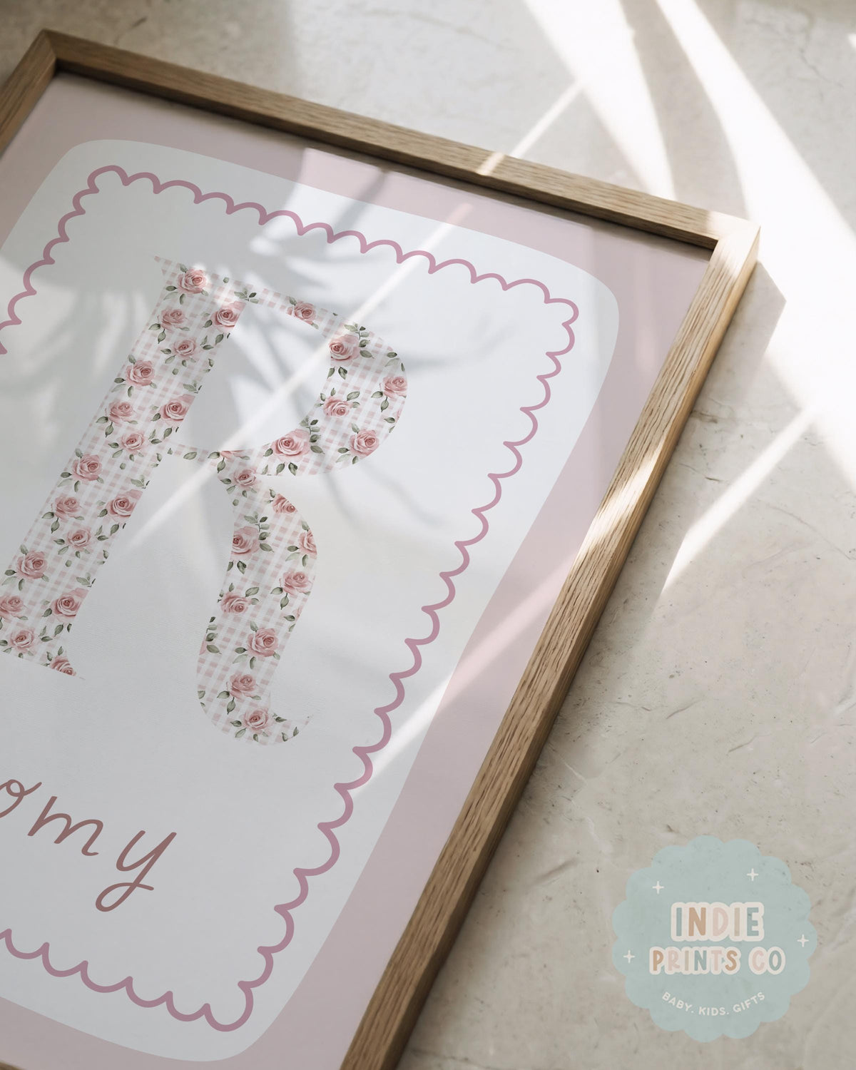 Personalised Pink Bunny Floral Nursery Prints