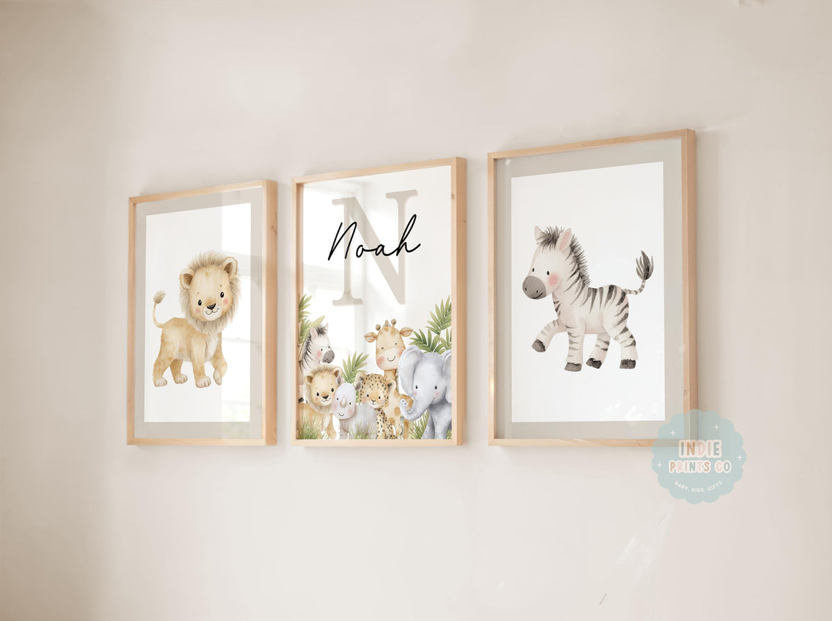 Personalised Safari Jungle Animal Nursery Print