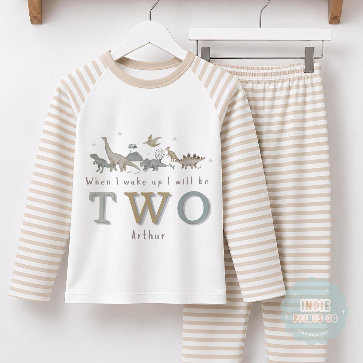 Personalised Dinosaur Second Birthday Pyjamas