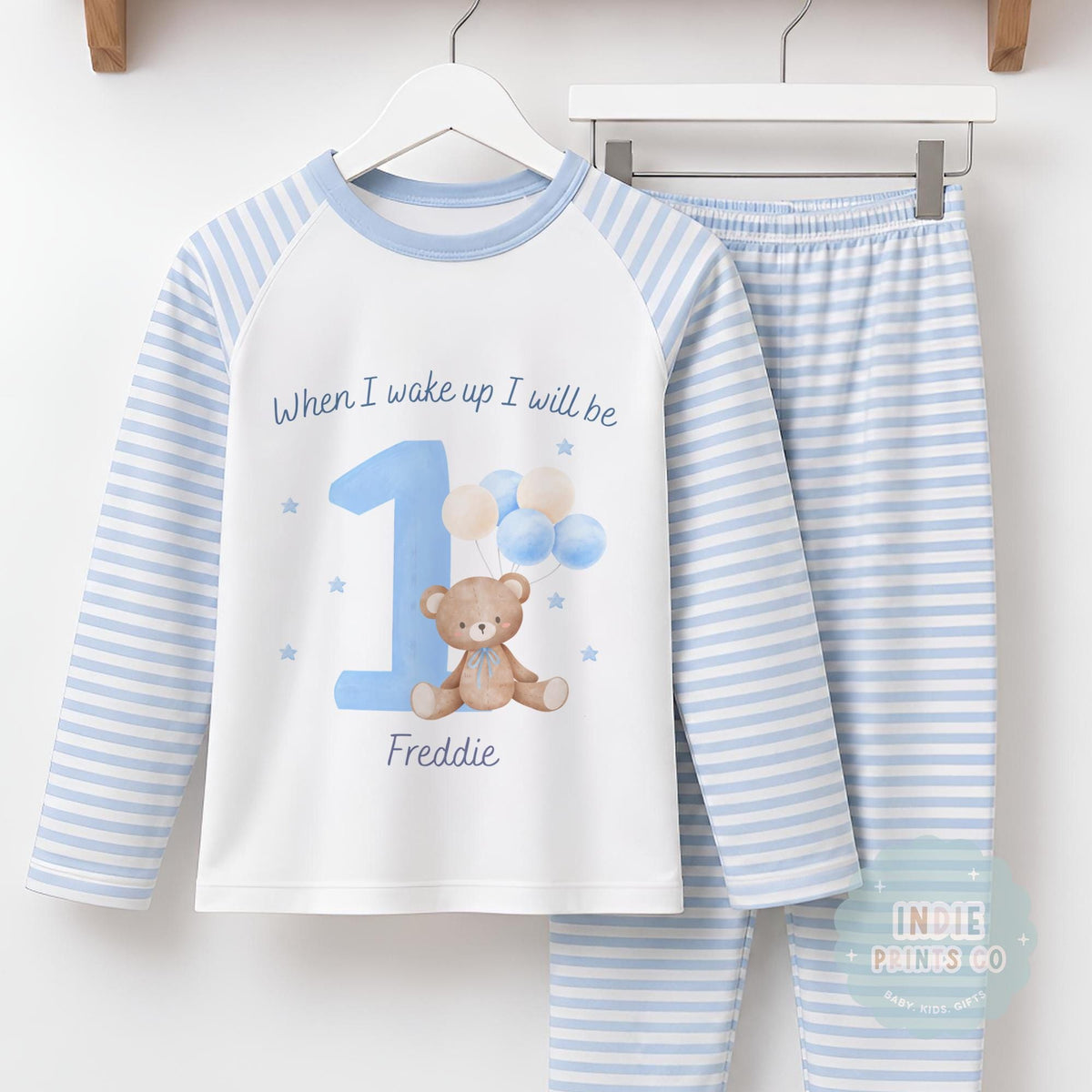 Boys First Birthday Teddy Bear Pyjamas, 1st Birthday Pjs, Baby Boy Sleepwear
