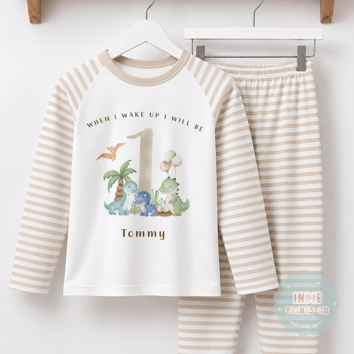 Personalised Dinosaur First Birthday Pyjamas