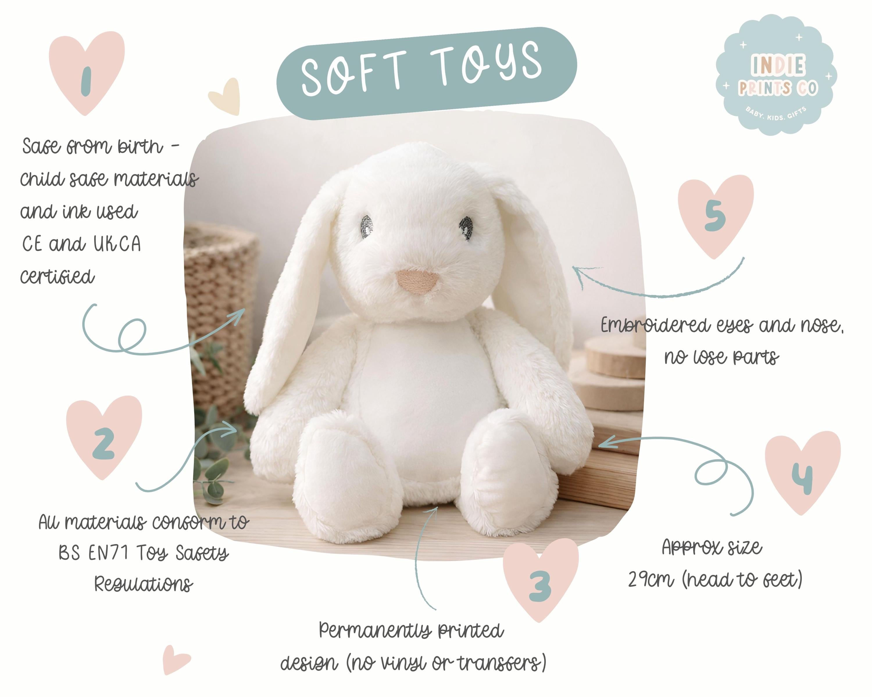 Personalised Baby Girl Gift, Birth Details Bunny, Newborn Keepsake, New Baby Gift, Personalised Soft Toy