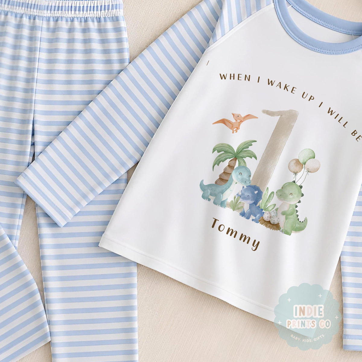 Personalised Dinosaur First Birthday Pyjamas