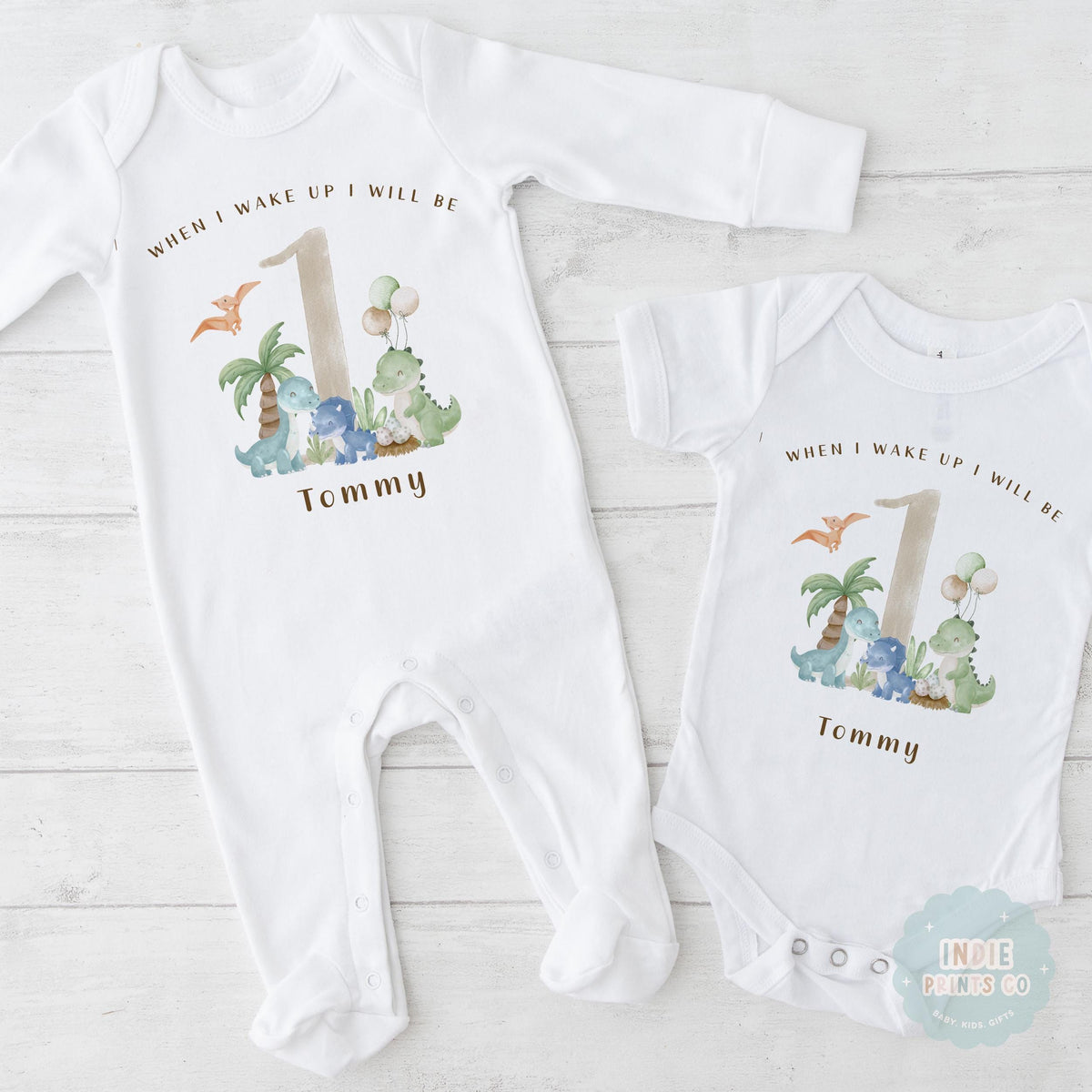 Personalised Dinosaur First Birthday Pyjamas