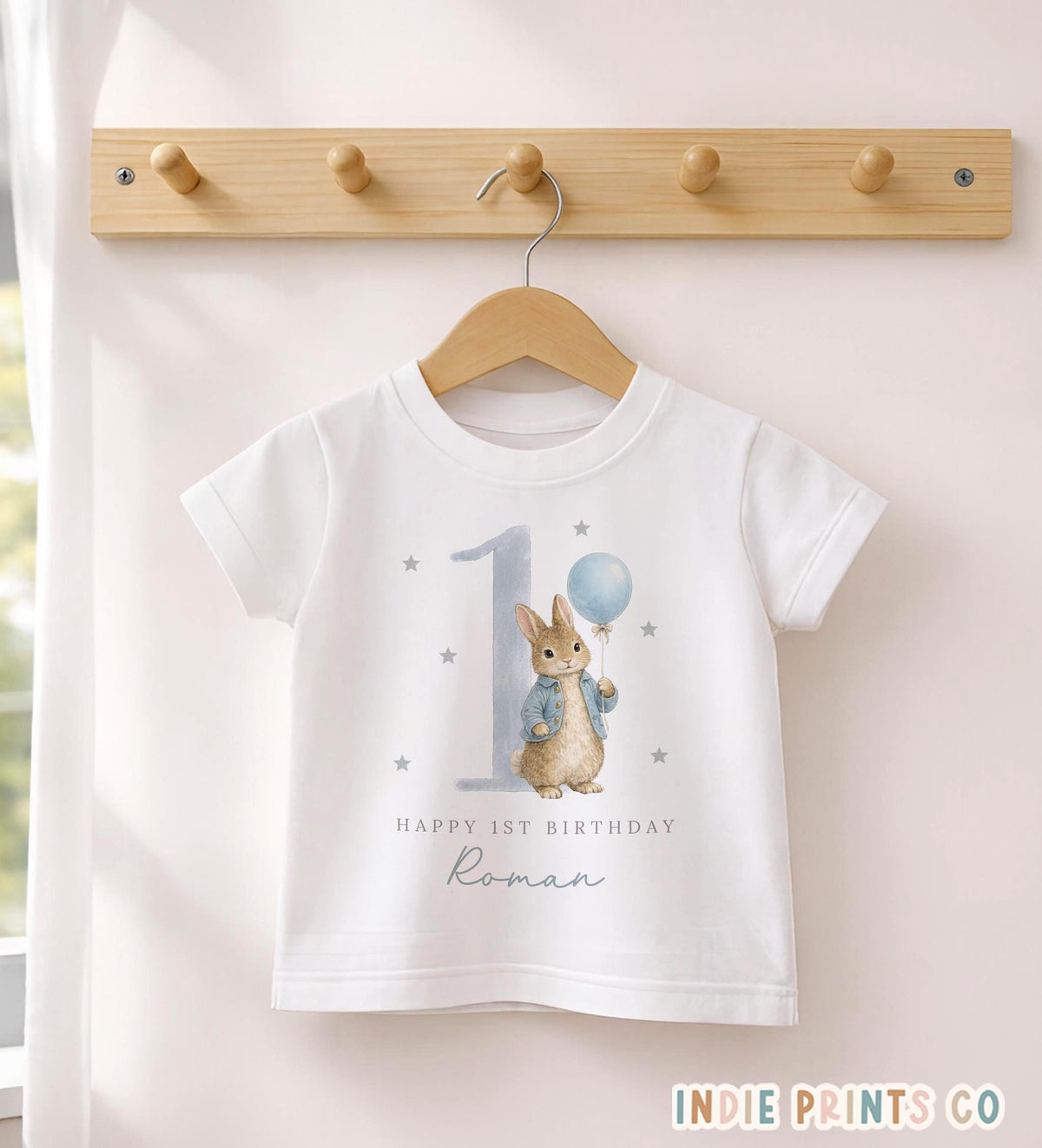 Personalised Blue Bunny First Birthday Outfit