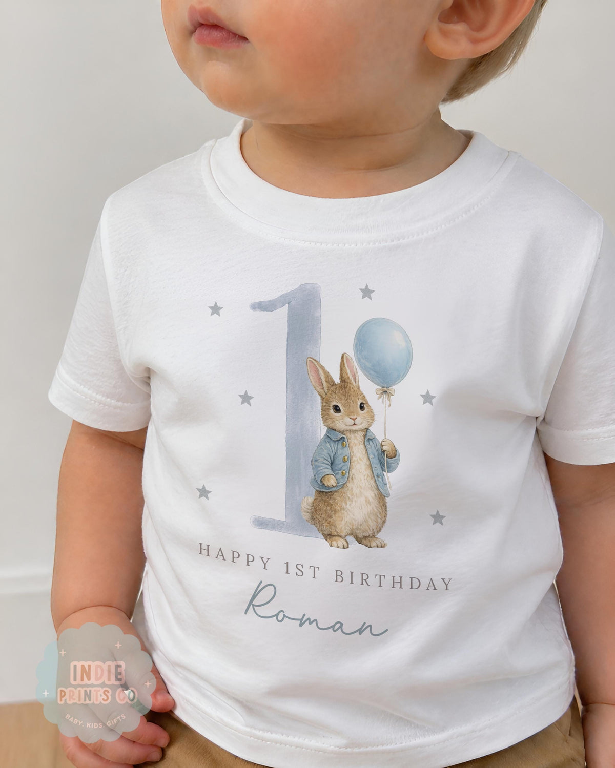 Personalised Blue Bunny First Birthday Outfit
