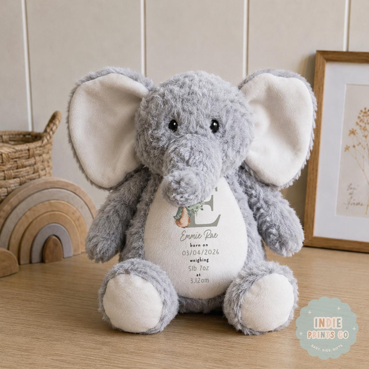 Personalised Baby Girl Gift, Birth Details Bunny, Newborn Keepsake, New Baby Gift, Personalised Soft Toy