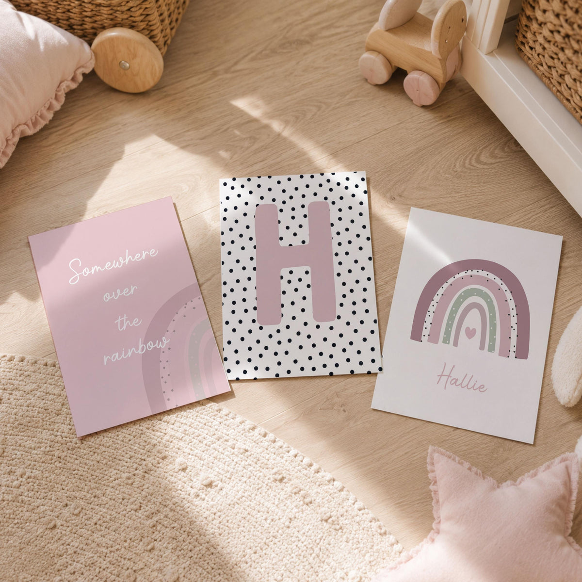Personalised Girls’ Nursery Prints – Set of 3