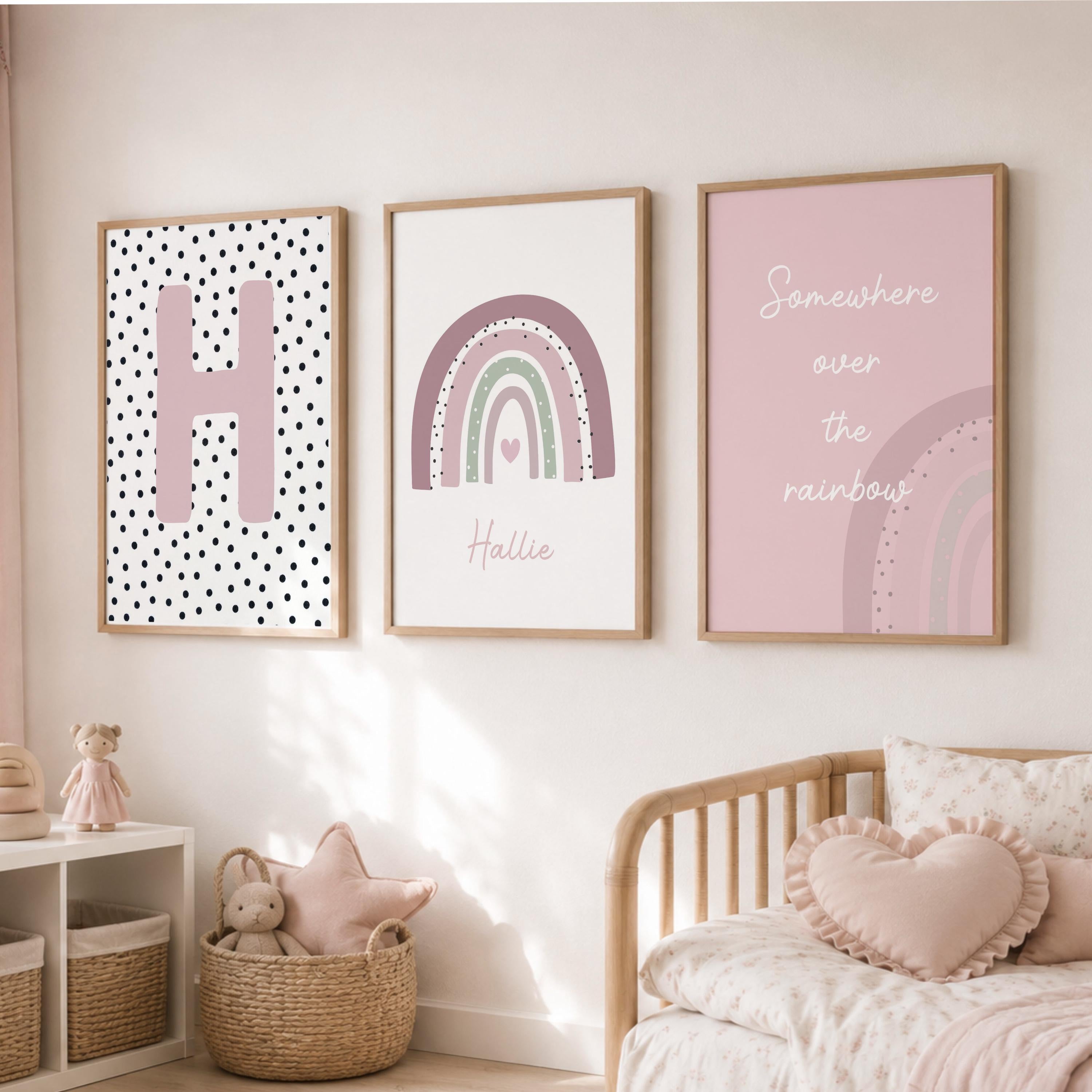 Personalised Girls’ Nursery Prints – Set of 3