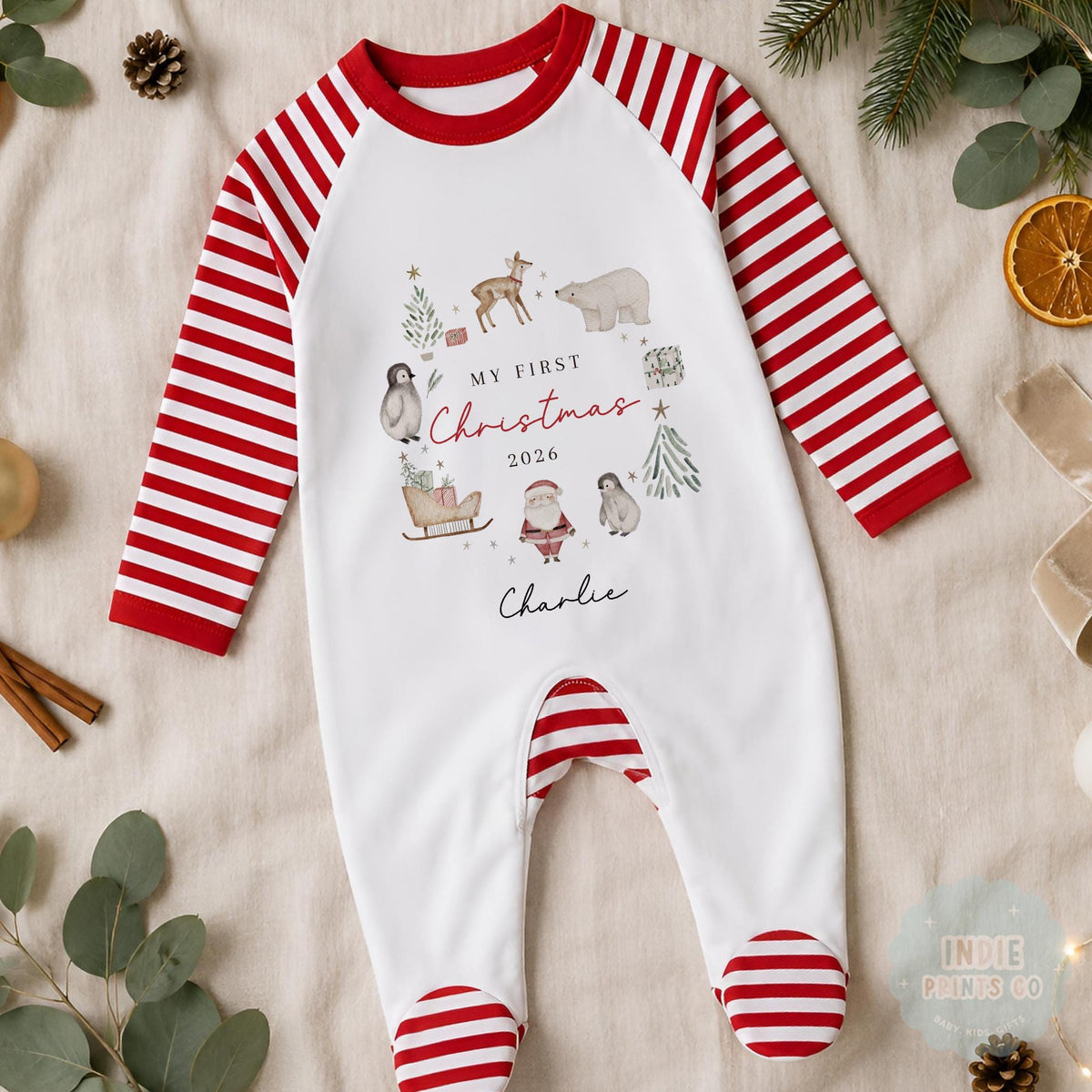 Personalised First Christmas Pyjamas, Baby Christmas Outfit, My 1st Christmas 2026, New Baby Gift, Boys Christmas Sleepsuit, Newborn Xmas