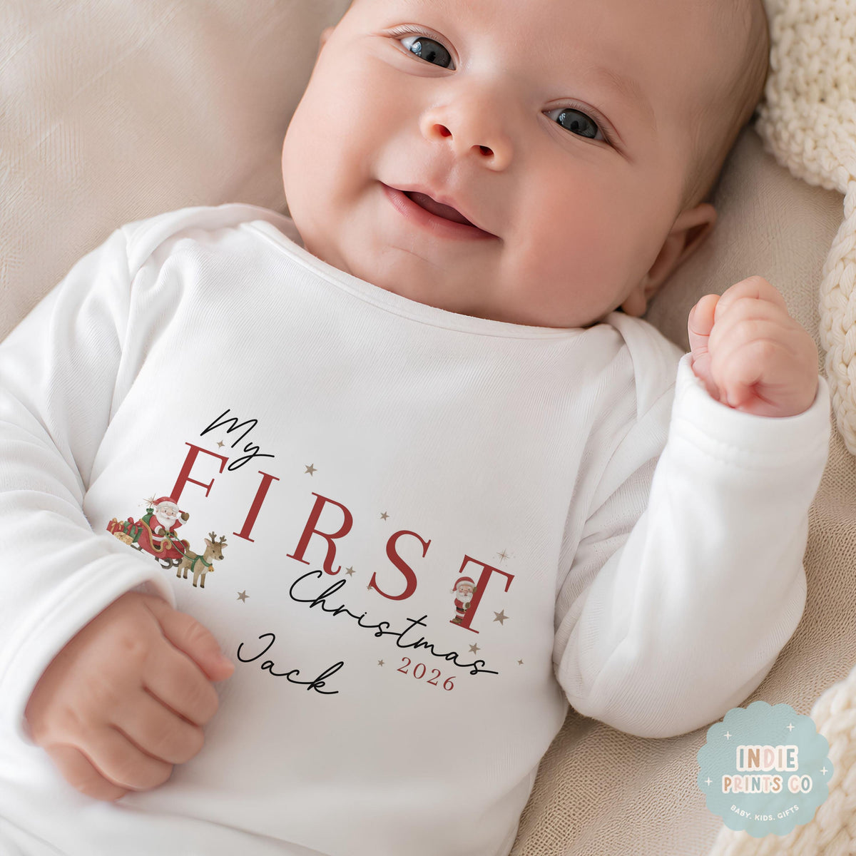 Personalised First Christmas Baby Outfit 2026