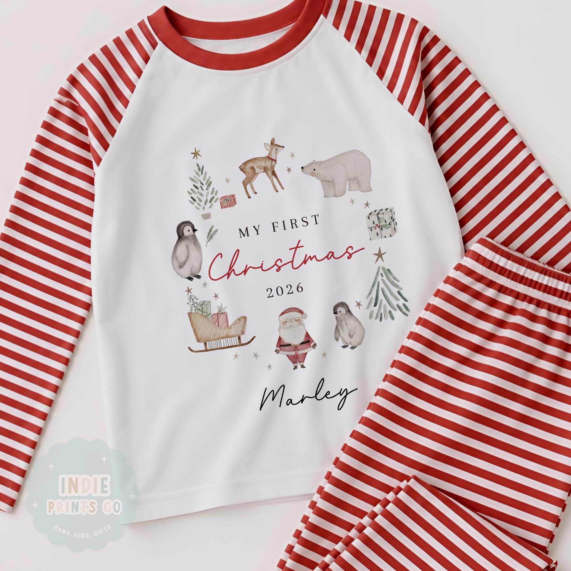 Personalised First Christmas Pyjamas, Baby Christmas Outfit, My 1st Christmas 2026, New Baby Gift, Boys Christmas Sleepsuit, Newborn Xmas