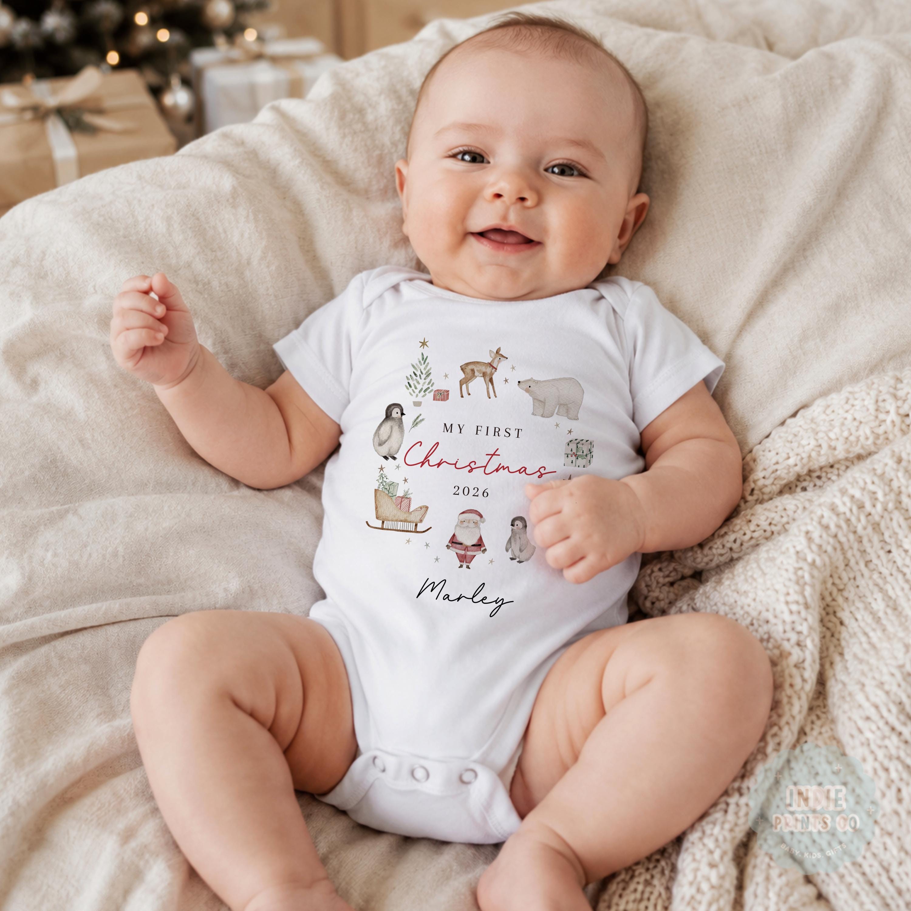 Personalised First Christmas Pyjamas, Baby Christmas Outfit, My 1st Christmas 2026, New Baby Gift, Boys Christmas Sleepsuit, Newborn Xmas