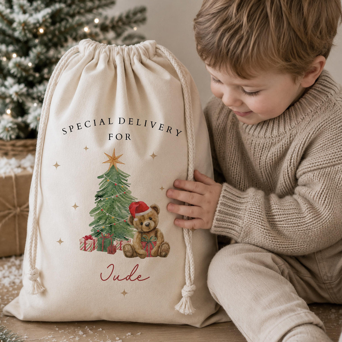 Personalised Teddy Bear Christmas Sack