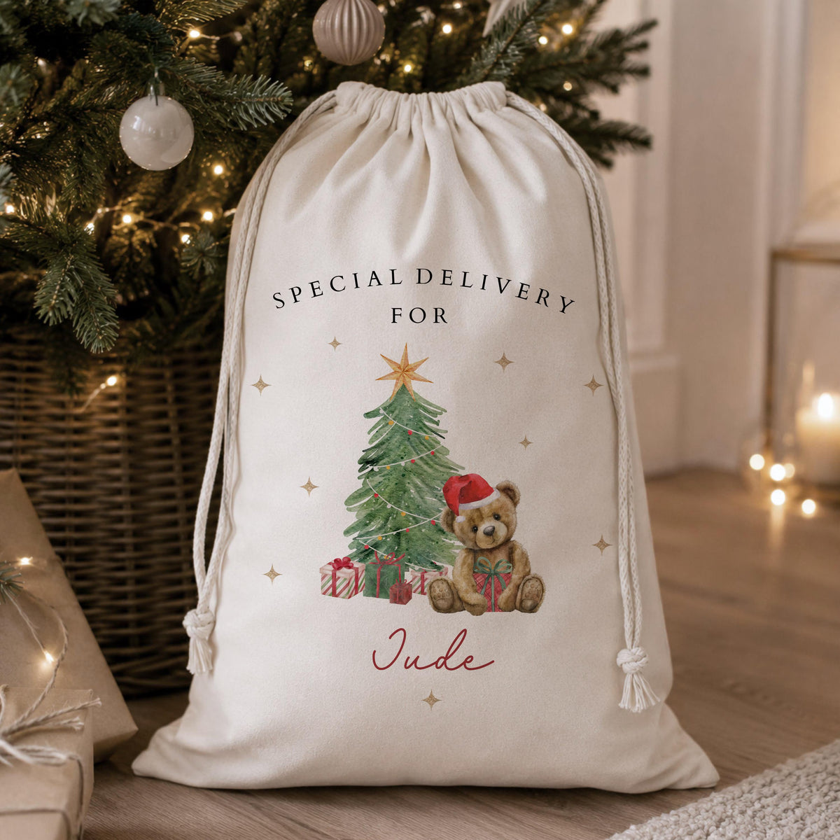 Personalised Teddy Bear Christmas Sack
