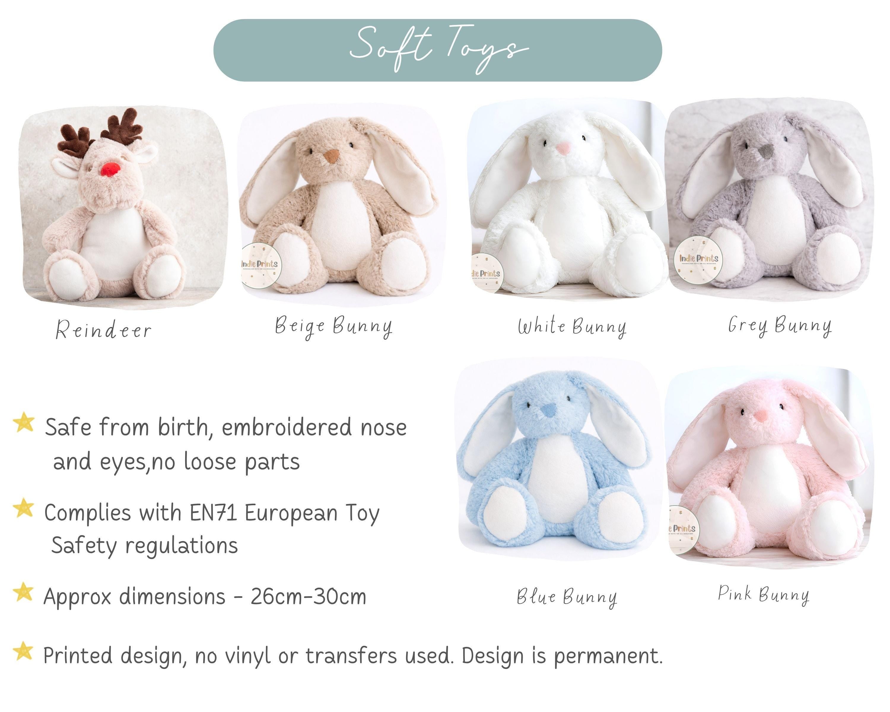 Personalised First Christmas Reindeer & Bunny Soft Toy